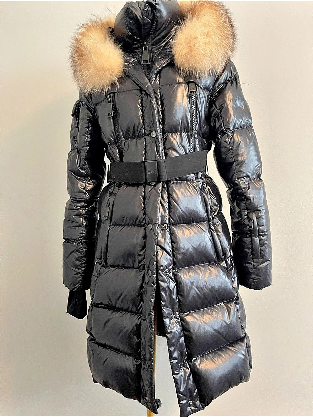 SAM. Long Hooded Puffer Coat. Women's Black Puffer Coat Size Medium